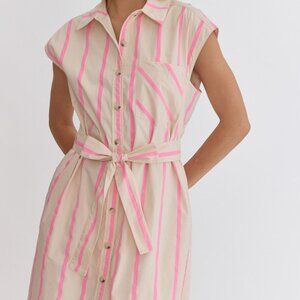 Soft Beige & Bright Pink Dress by Entro